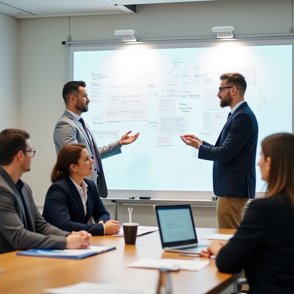 Stratejik planlama toplantısı yapan iş koçluğu ekibi